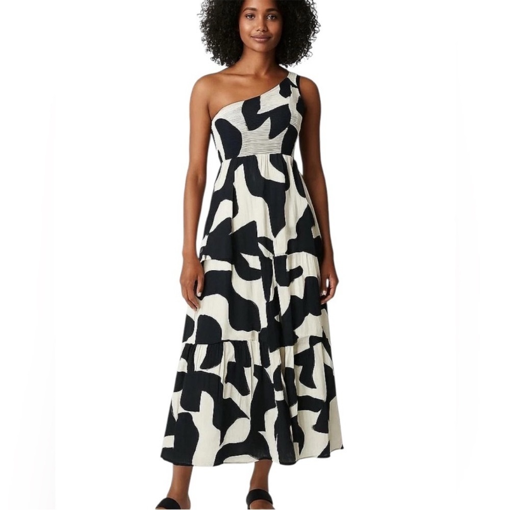 NWT Abel the Label Elegant Black and White One-Shoulder Dress size Small
